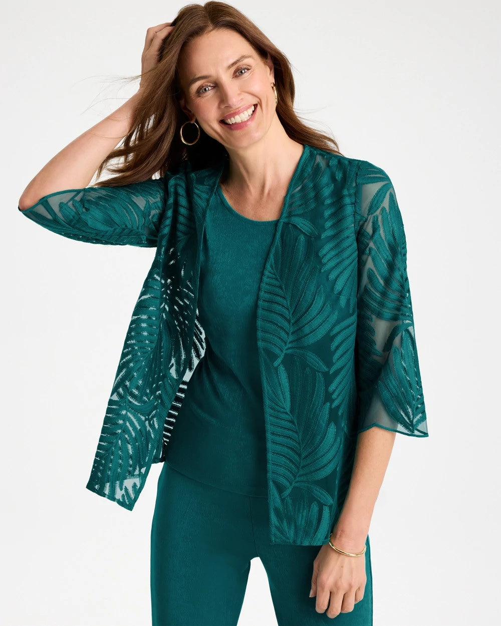Chico's Essential | Travelers™ Collection Palm Frond Sheer Jacket