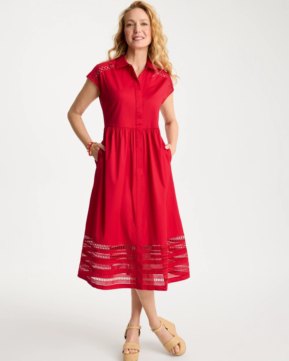 Chico's Best Seller | Lace Trim Midi Shirtdress