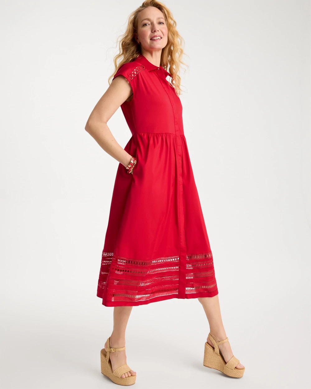 Chico's Best Seller | Lace Trim Midi Shirtdress