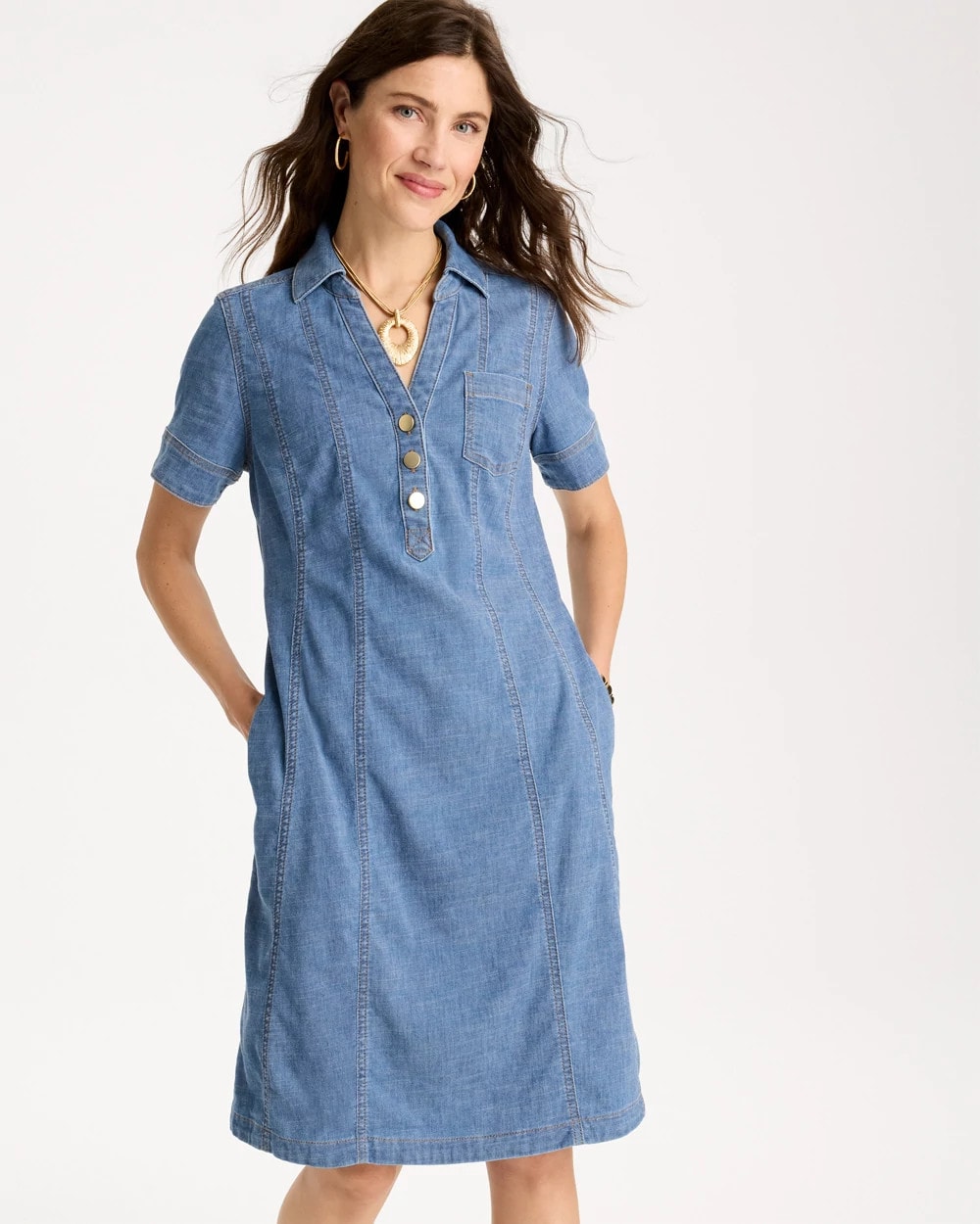 Chico's Top Pick | Soft-Stretch Hemp Denim Shirtdress