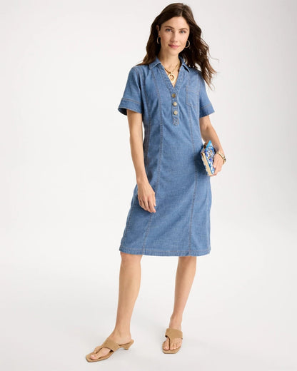 Chico's Top Pick | Soft-Stretch Hemp Denim Shirtdress