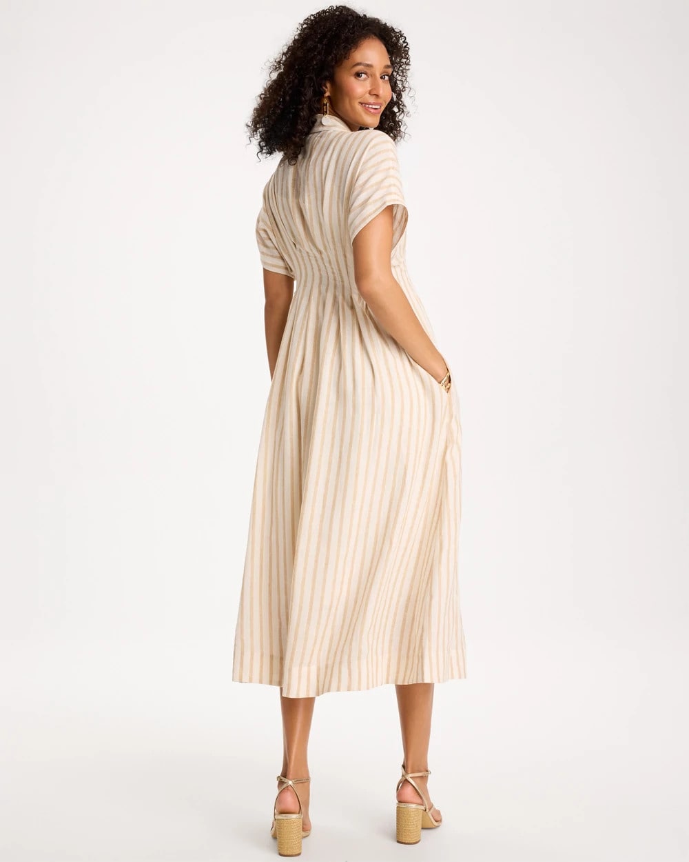 Chico's Latest | Linen-Blend Metallic Striped Dress