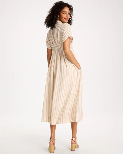 Chico's Latest | Linen-Blend Metallic Striped Dress