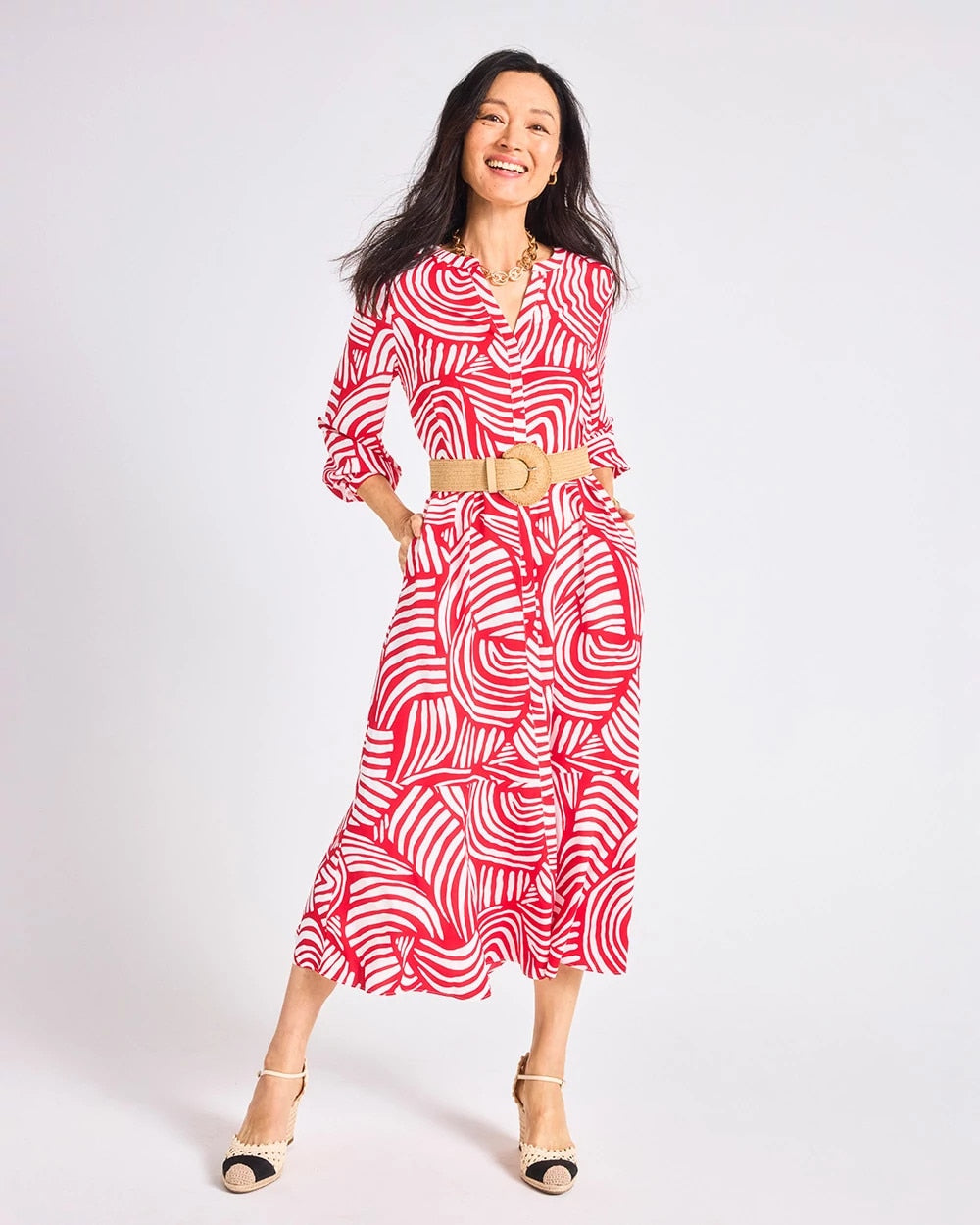 Chico's Sale | Printed Midi Shirt Dress