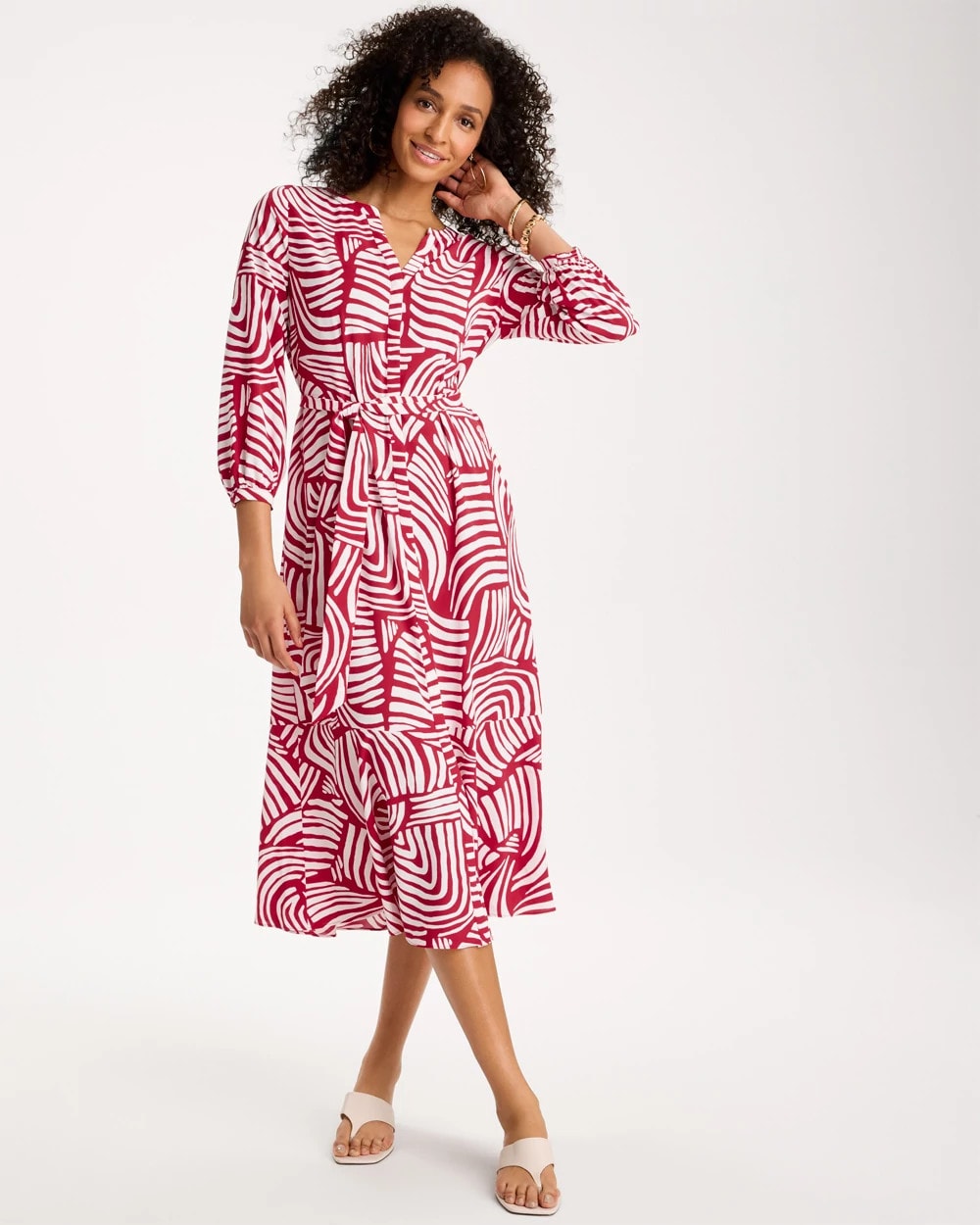 Chico's Sale | Printed Midi Shirt Dress
