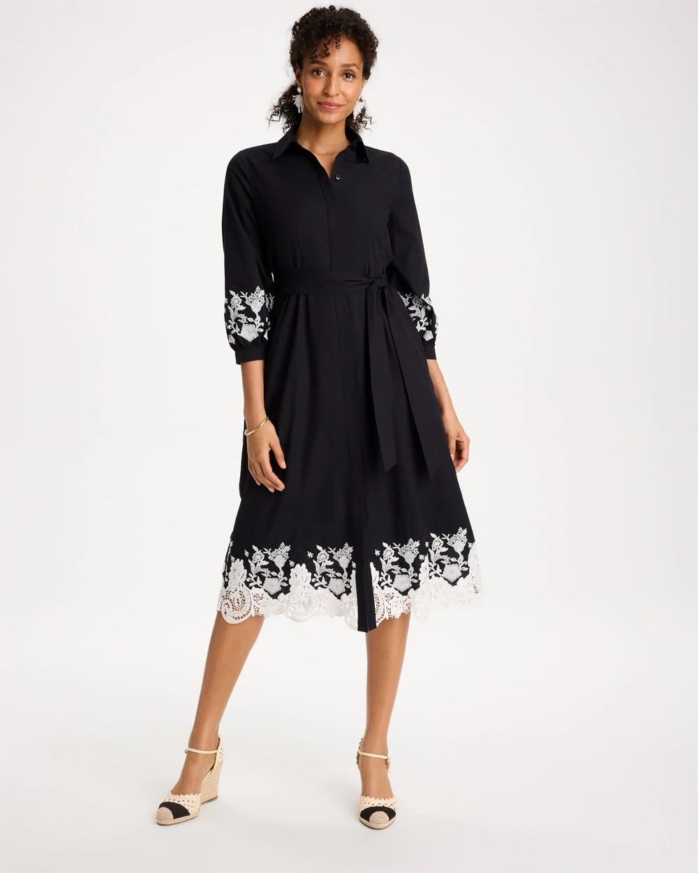 Chico's Recommended | Cotton Lace Trim Shirtdress