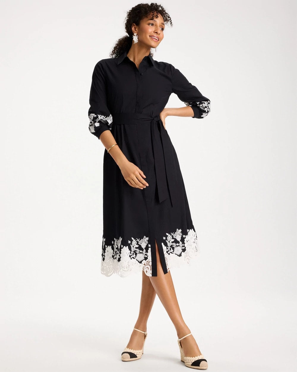 Chico's Recommended | Cotton Lace Trim Shirtdress