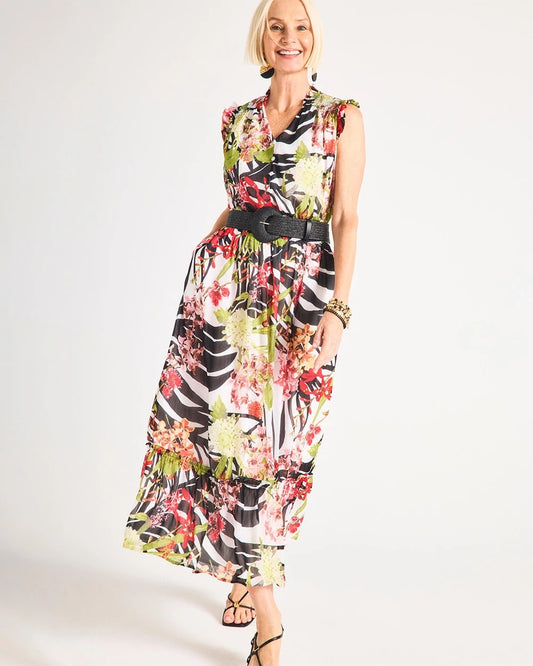Chico's Classic | Crinkle Chiffon Animal Print Dress