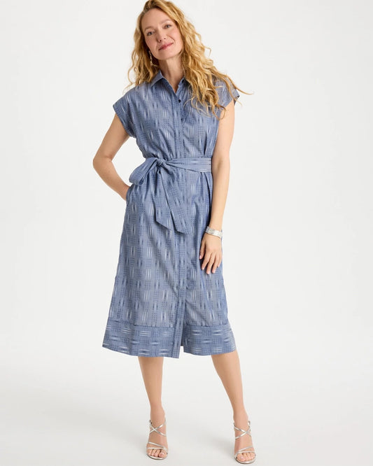Chico's Signature | Clip Jacquard Denim Shirtdress