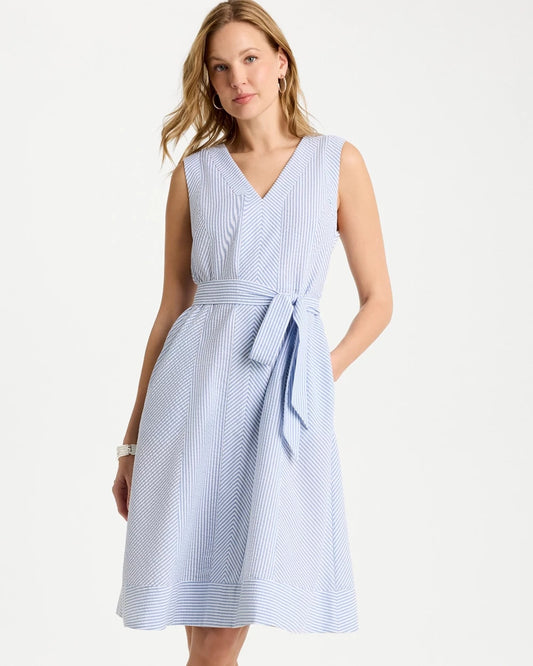 Chico's Smart Buy | Seersucker V-Neck Sleeveless Dress