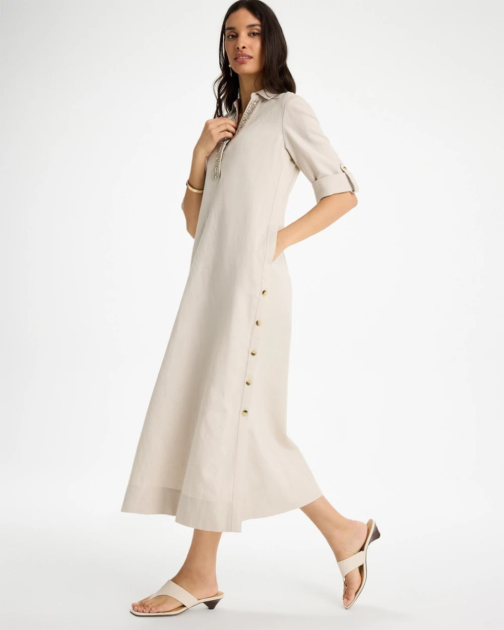 Chico's Exclusive | Embellished Linen Dress