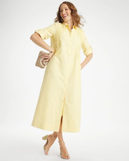 Chico's Premium | Embellished Linen-Cotton Shirtdress