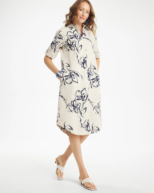 Chico's Latest | Printed Linen-Cotton Shirtdress
