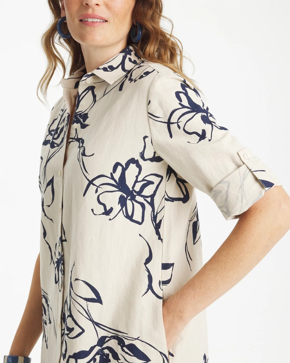 Chico's Latest | Printed Linen-Cotton Shirtdress