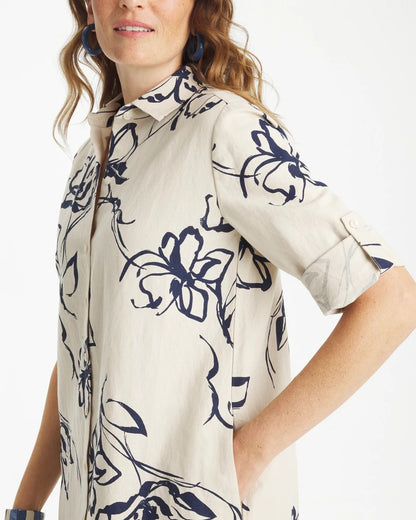 Chico's Latest | Printed Linen-Cotton Shirtdress
