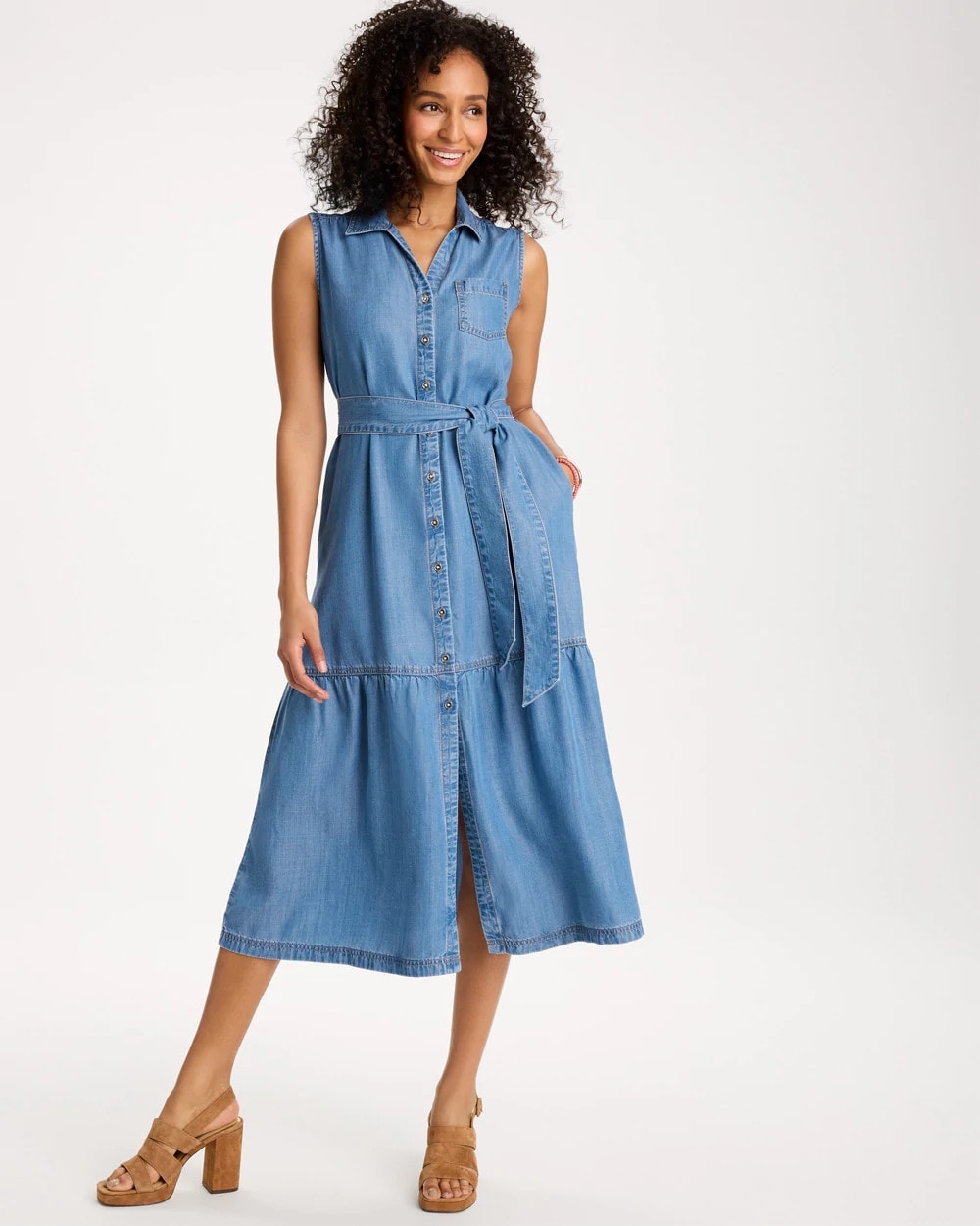 Chico's Value | Twill Denim Belted Shirtdress