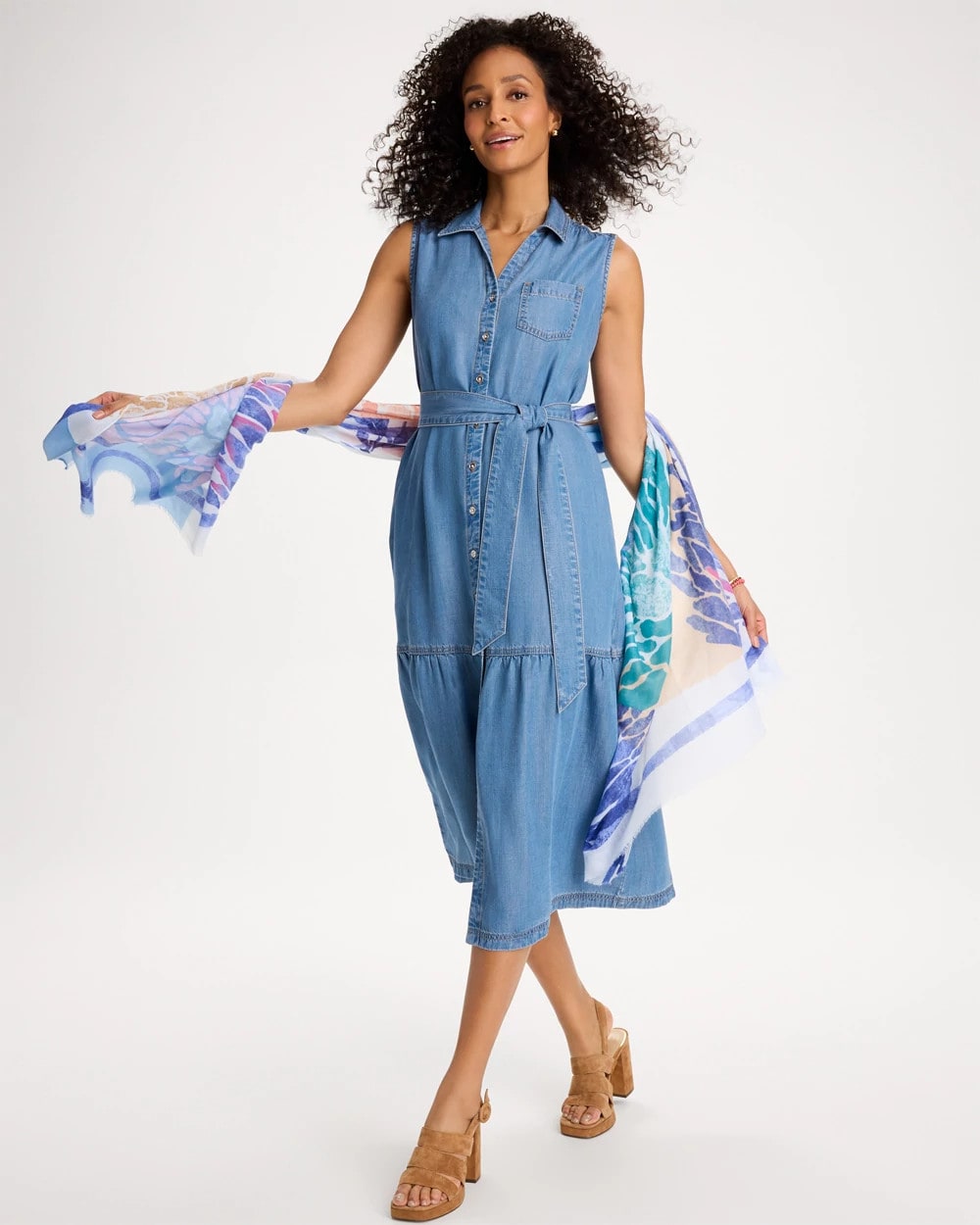 Chico's Value | Twill Denim Belted Shirtdress