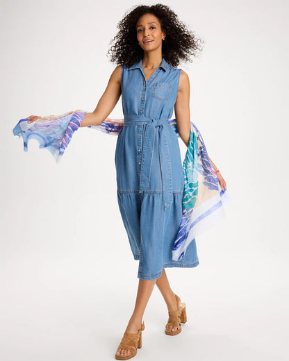 Chico's Value | Twill Denim Belted Shirtdress