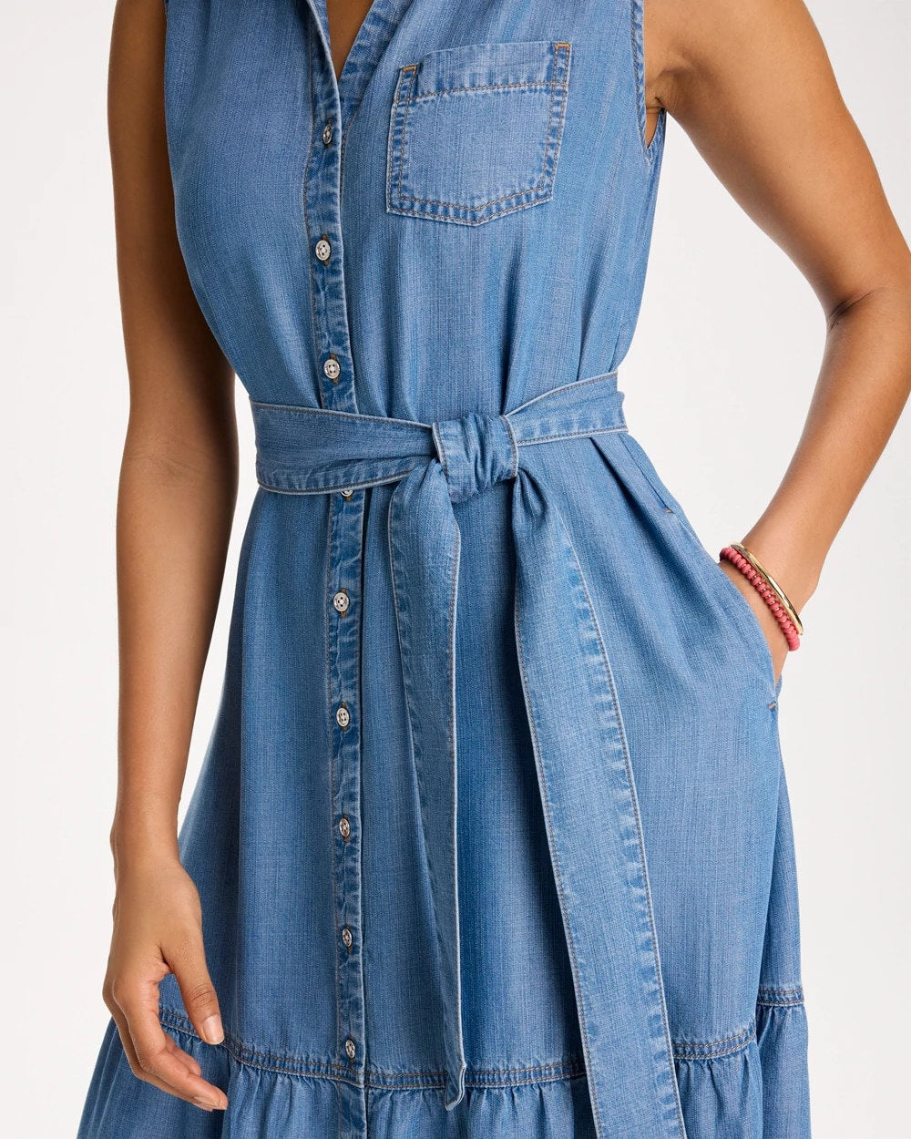 Chico's Value | Twill Denim Belted Shirtdress