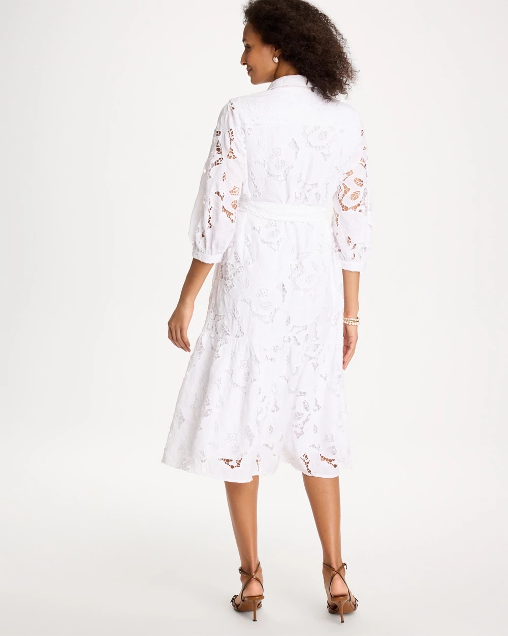 Chico's Customer Favorite | Lace Cutout Belted Shirtdress