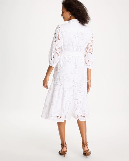 Chico's Customer Favorite | Lace Cutout Belted Shirtdress