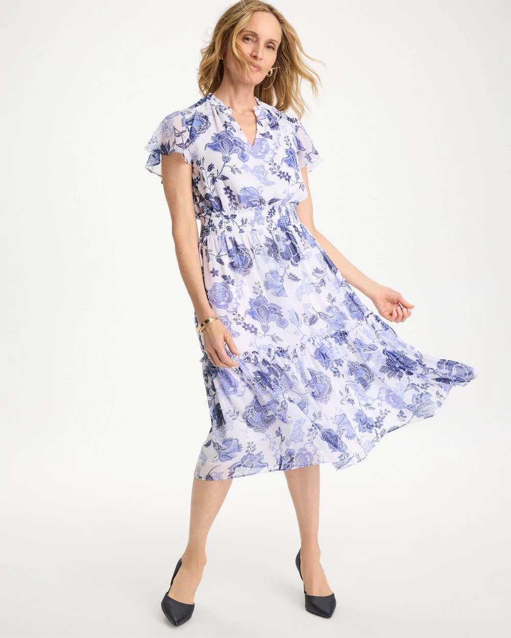 Chico's Classic | Floral Smocked Waist Dress