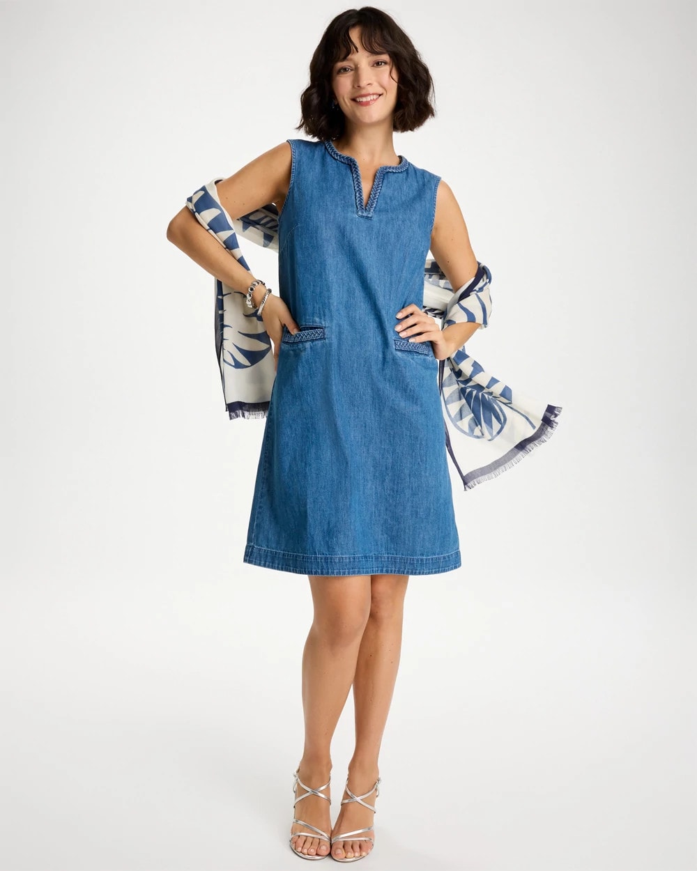 Chico's Hot Sale | Denim Braided Dress