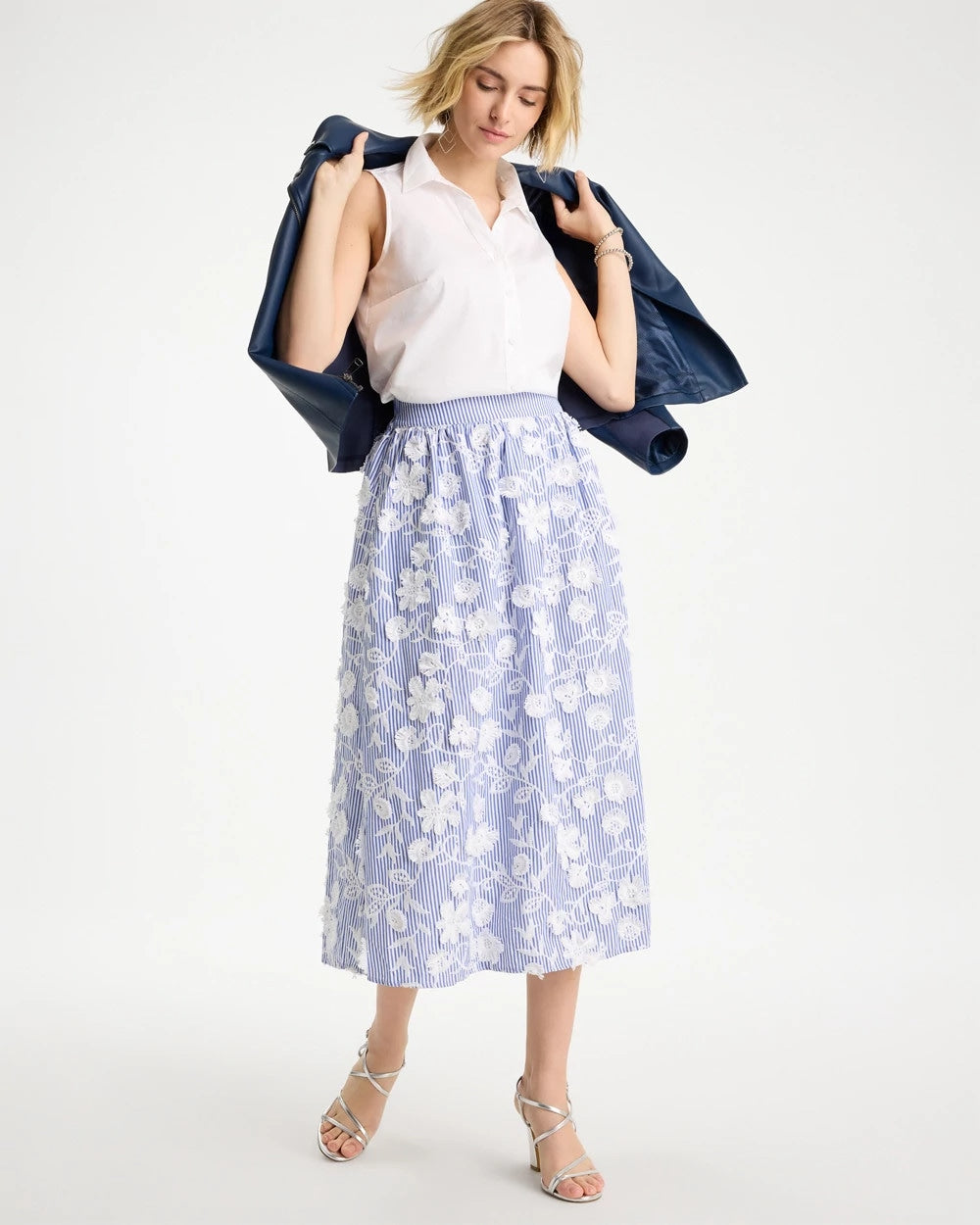 Chico's Trusted | Cotton Embroidered Floral Skirt