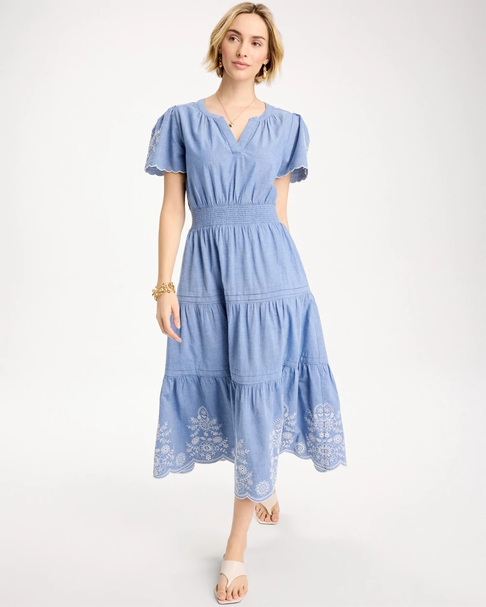 Chico's Smart Buy | Chambray Embroidered Dress