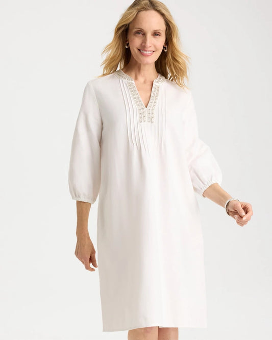 Chico's Exclusive | Embellished Pintuck Dress