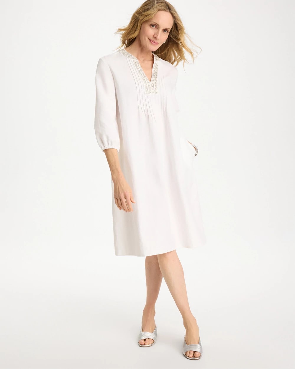 Chico's Exclusive | Embellished Pintuck Dress