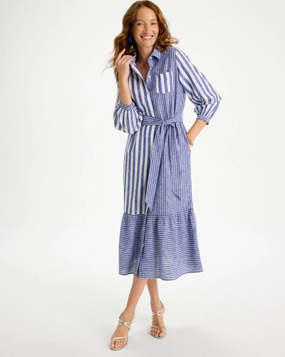 Chico's Signature | Linen-Cotton Striped Shirtdress
