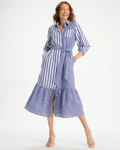 Chico's Signature | Linen-Cotton Striped Shirtdress