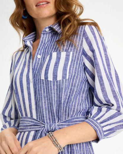 Chico's Signature | Linen-Cotton Striped Shirtdress
