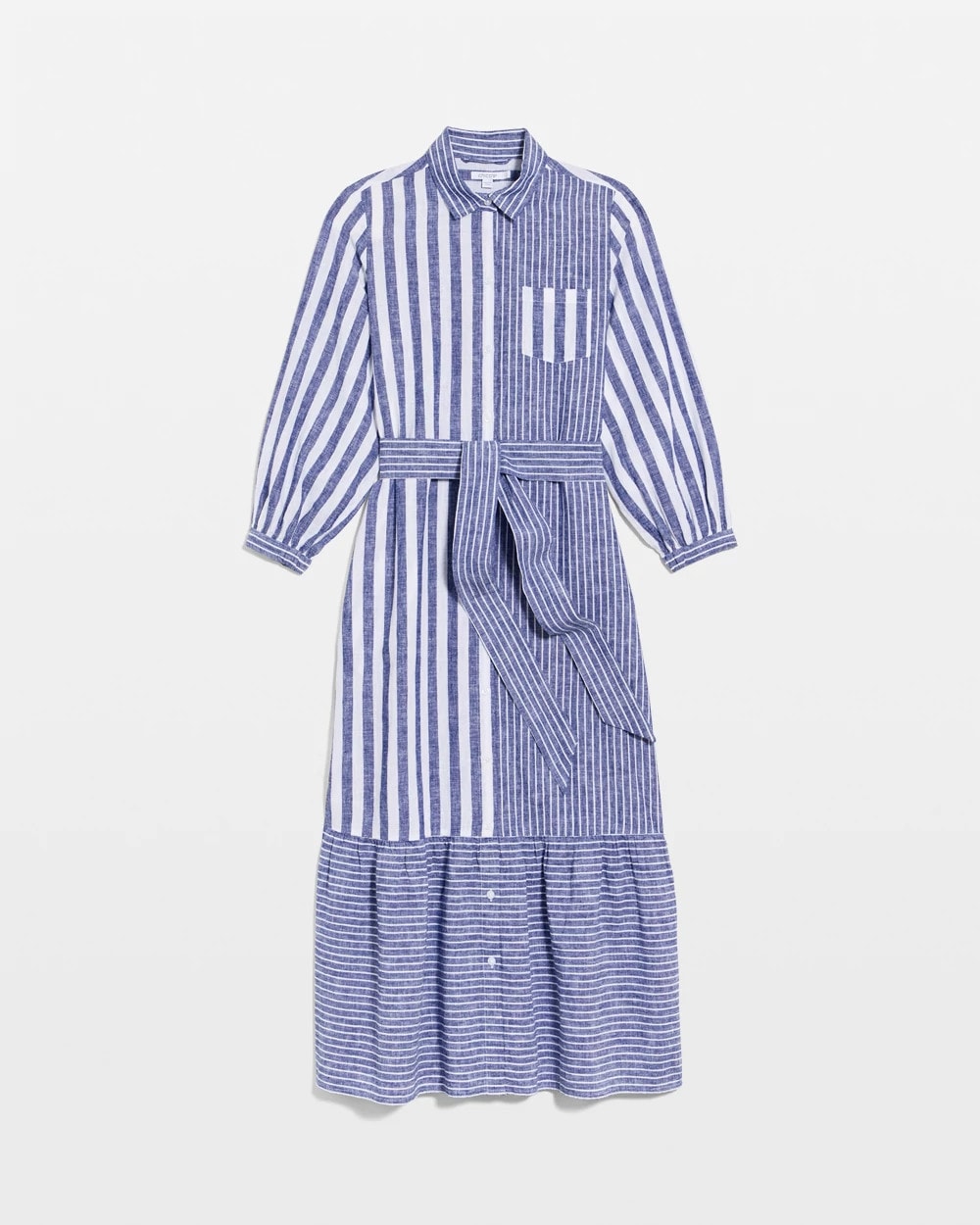 Chico's Signature | Linen-Cotton Striped Shirtdress