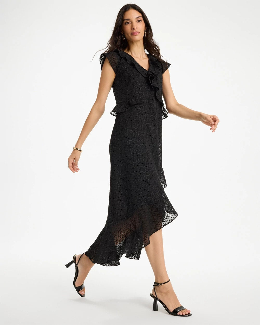 Chico's Essential | Floral Surplice Ruffled Dress