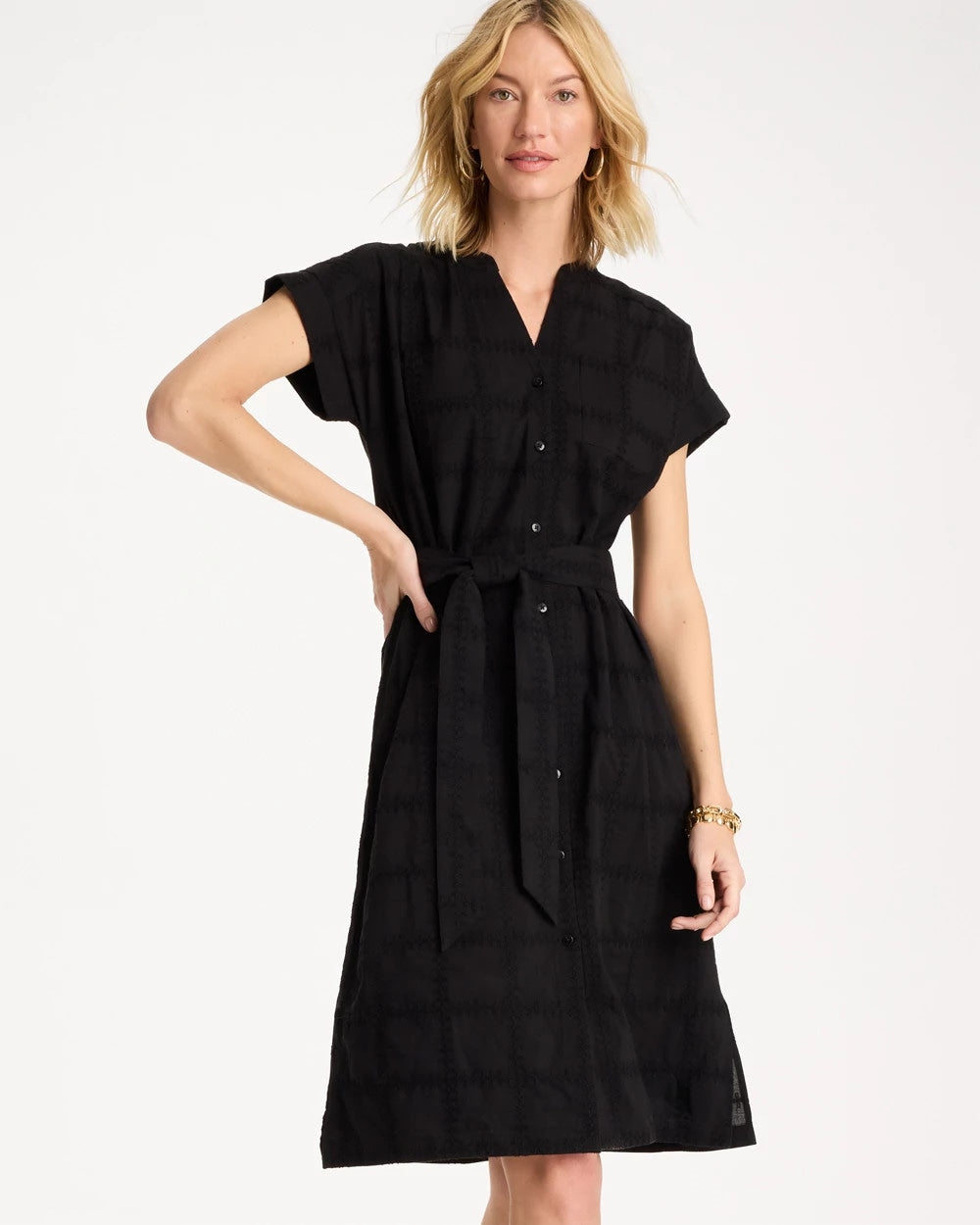 Chico's Trusted | Embroidered Cotton Shirtdress