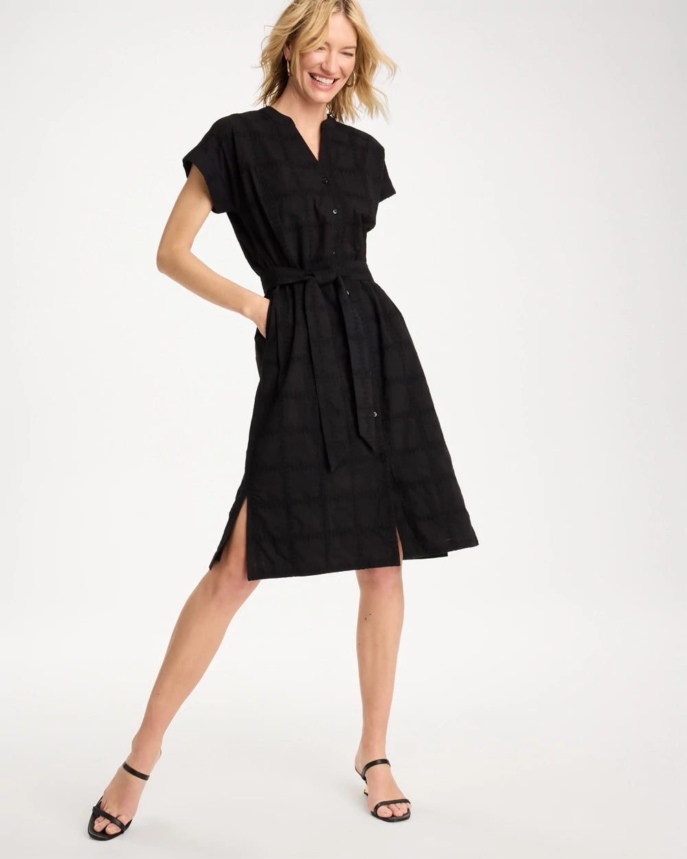 Chico's Trusted | Embroidered Cotton Shirtdress