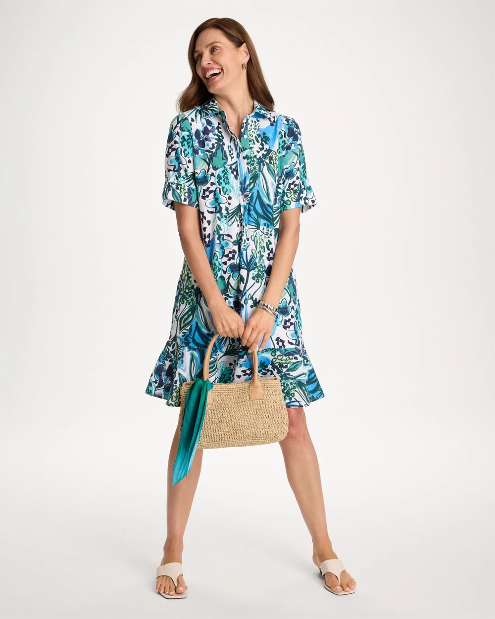 Chico's Classic | Floral Linen-Cotton Popover Dress
