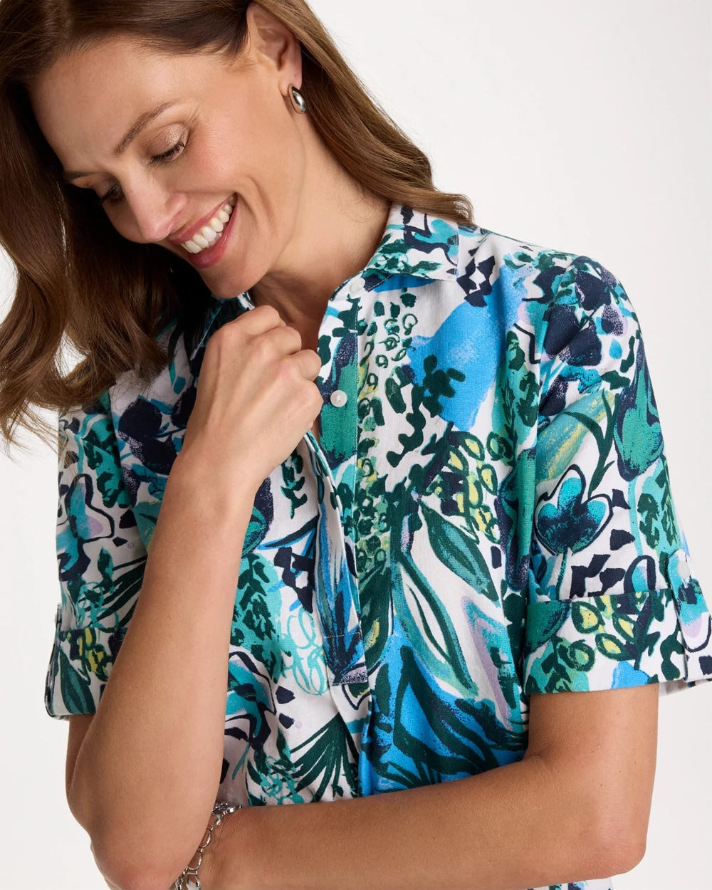 Chico's Classic | Floral Linen-Cotton Popover Dress