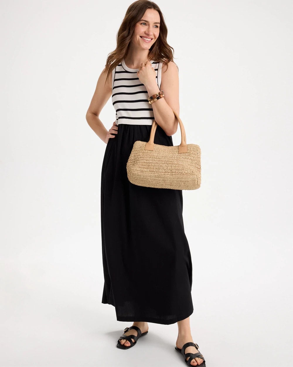 Chico's Premium | Poplin Cotton Rib Mix Dress