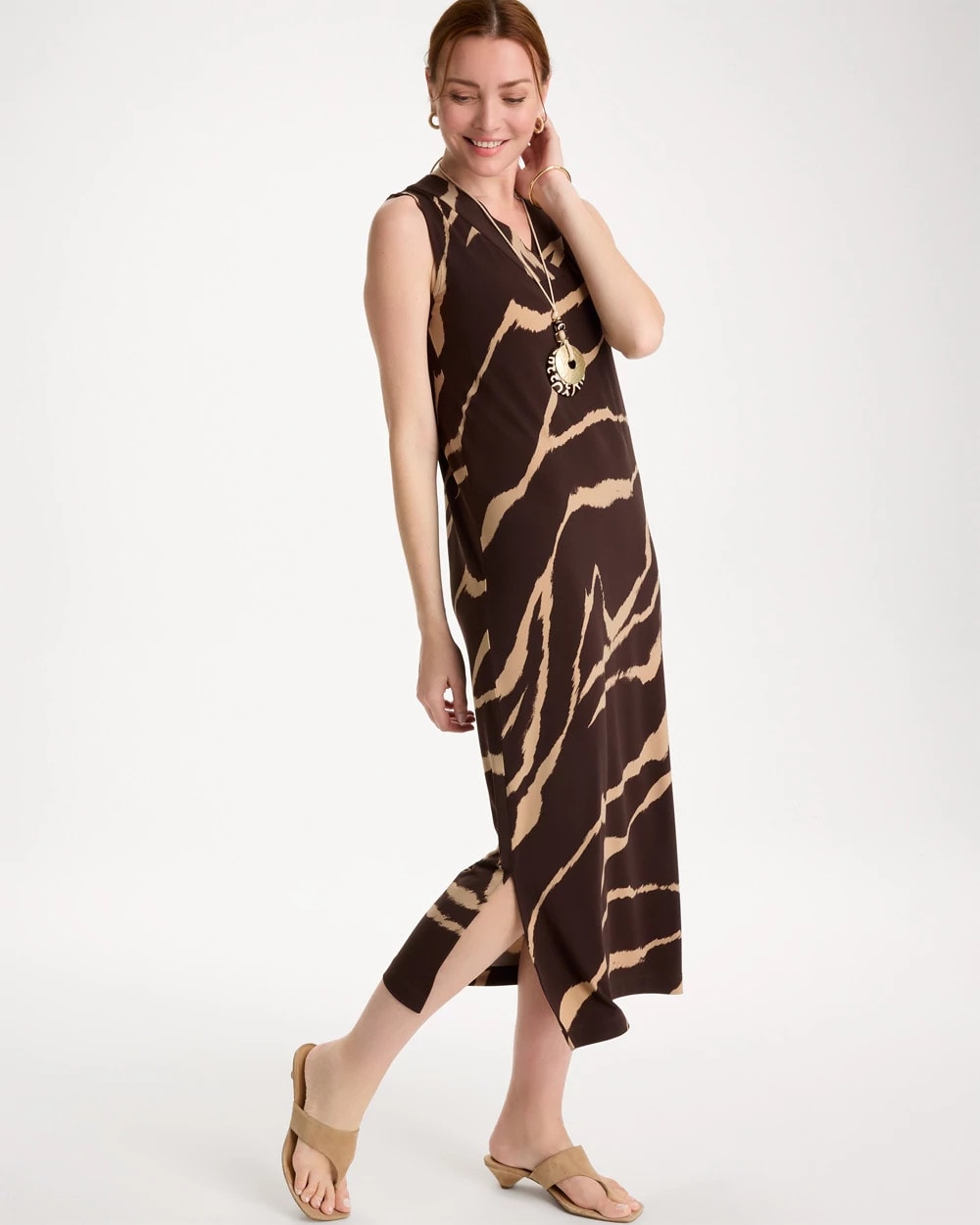 Chico's Deals | Travelers™ Zebra Double V-Neck Maxi Dress