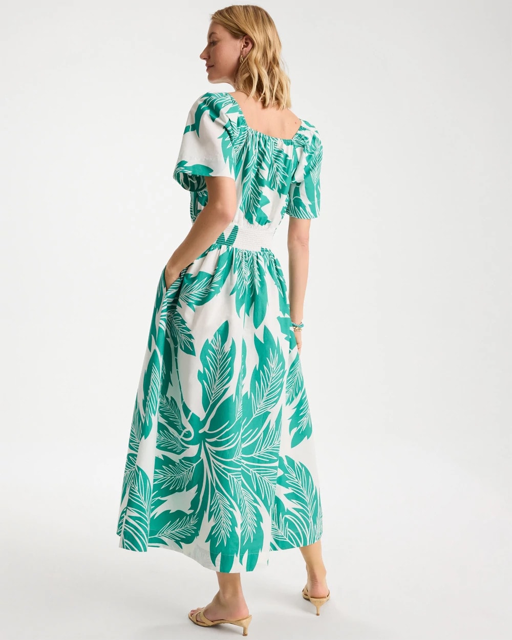 Chico's Sale | Poplin Cotton Off-Shoulder Printed Dress