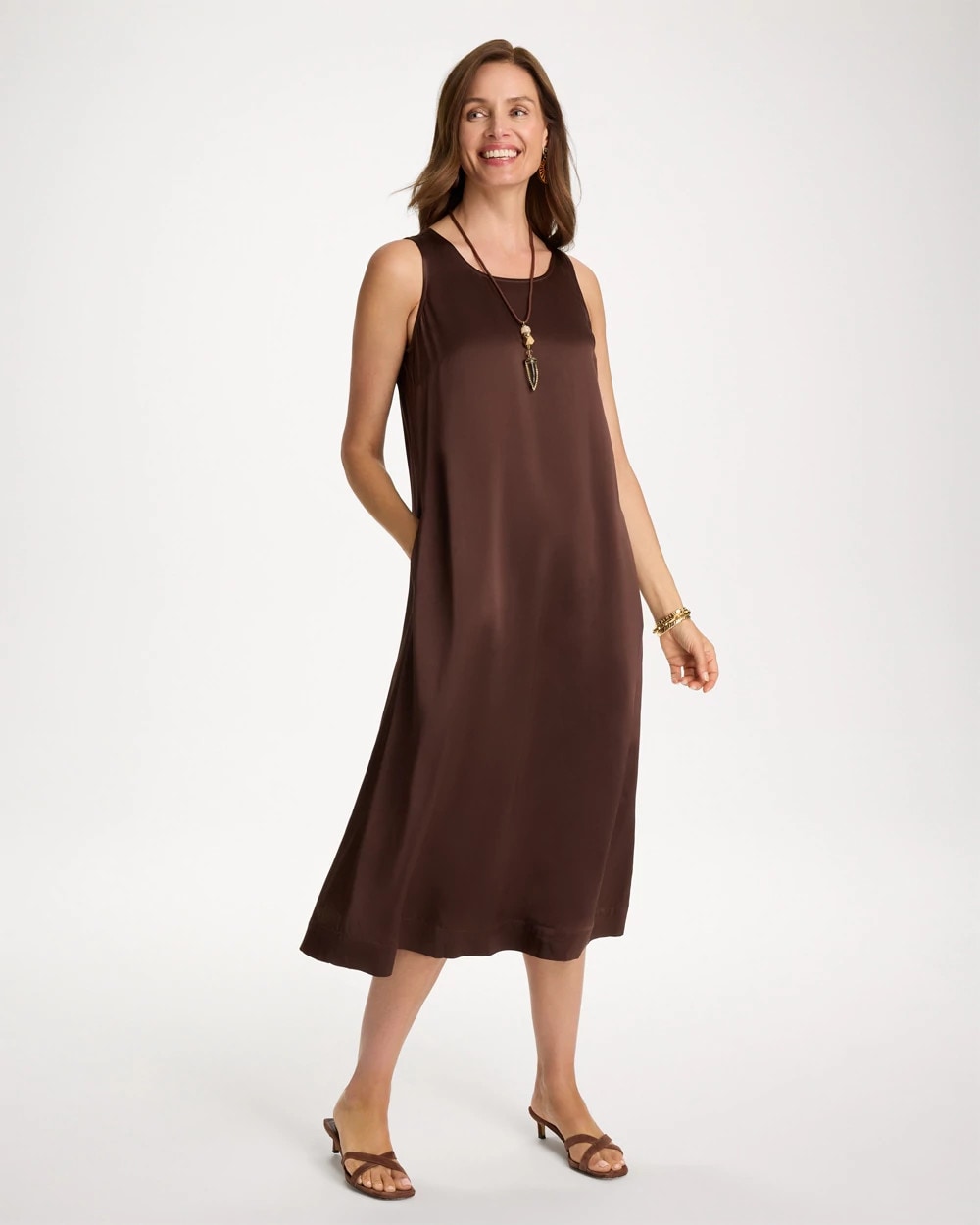 Chico's Popular | Faux Satin Sleeveless Dress