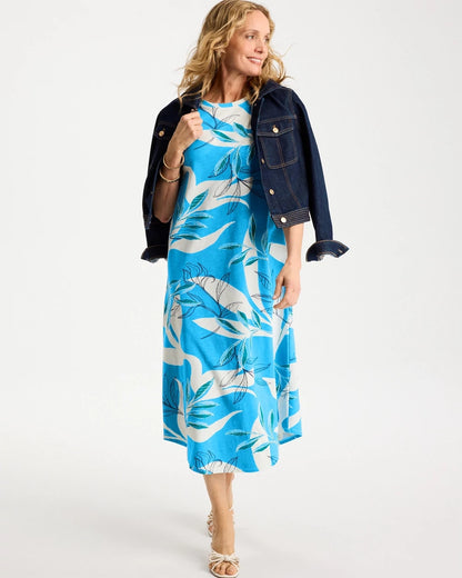 Chico's Latest | Printed Soft-Stretch Cotton Slub Dress