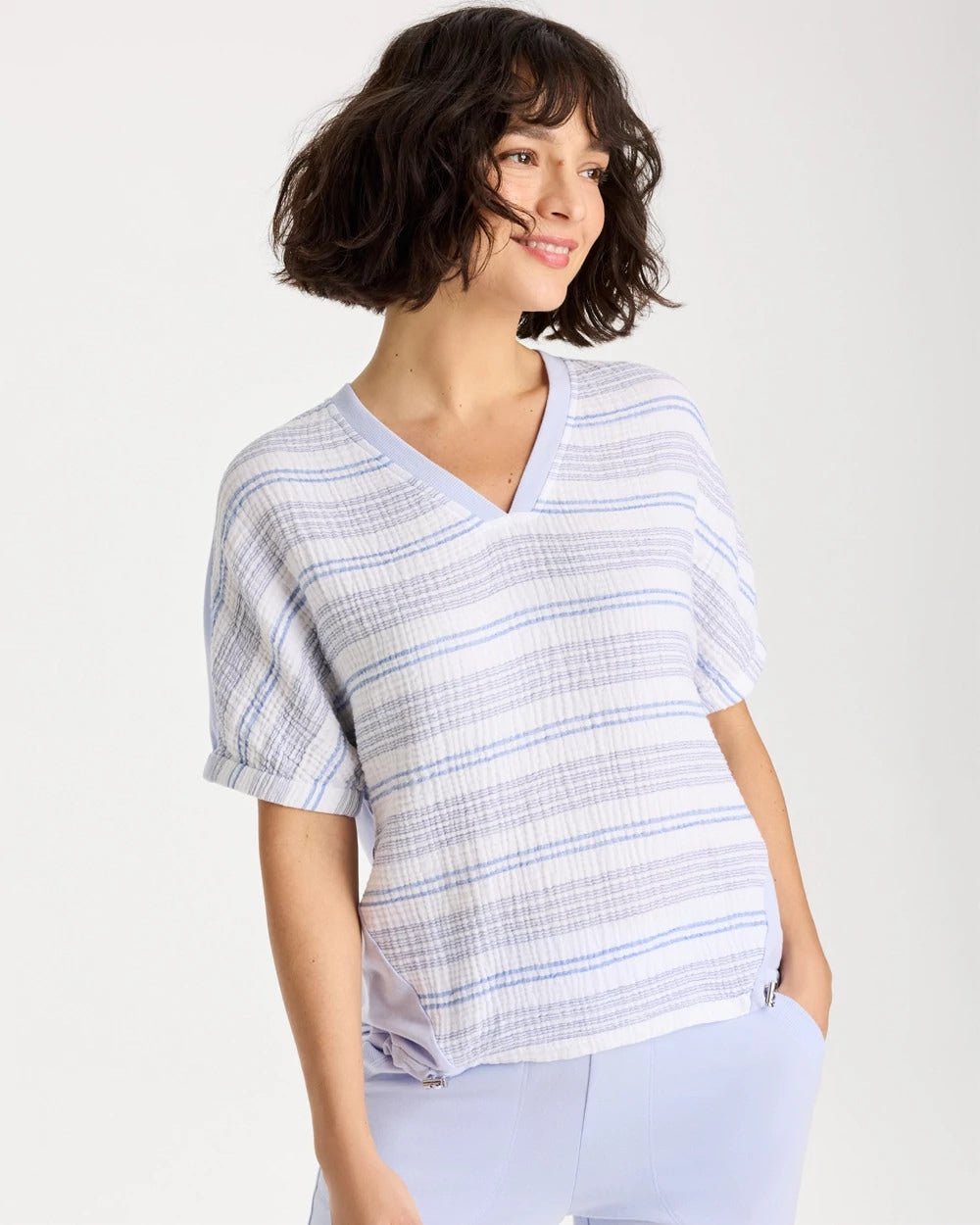 Chico's Discount | Zenergy® Striped Gauze Lounge Shirt