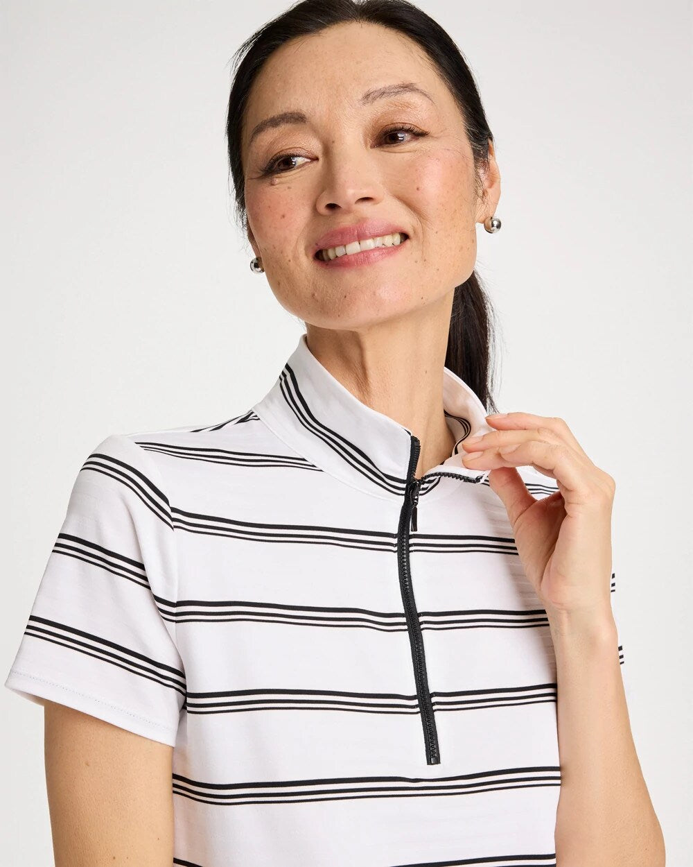 Chico's Special Offer | Zenergy® UPF Striped Half-Zip Polo