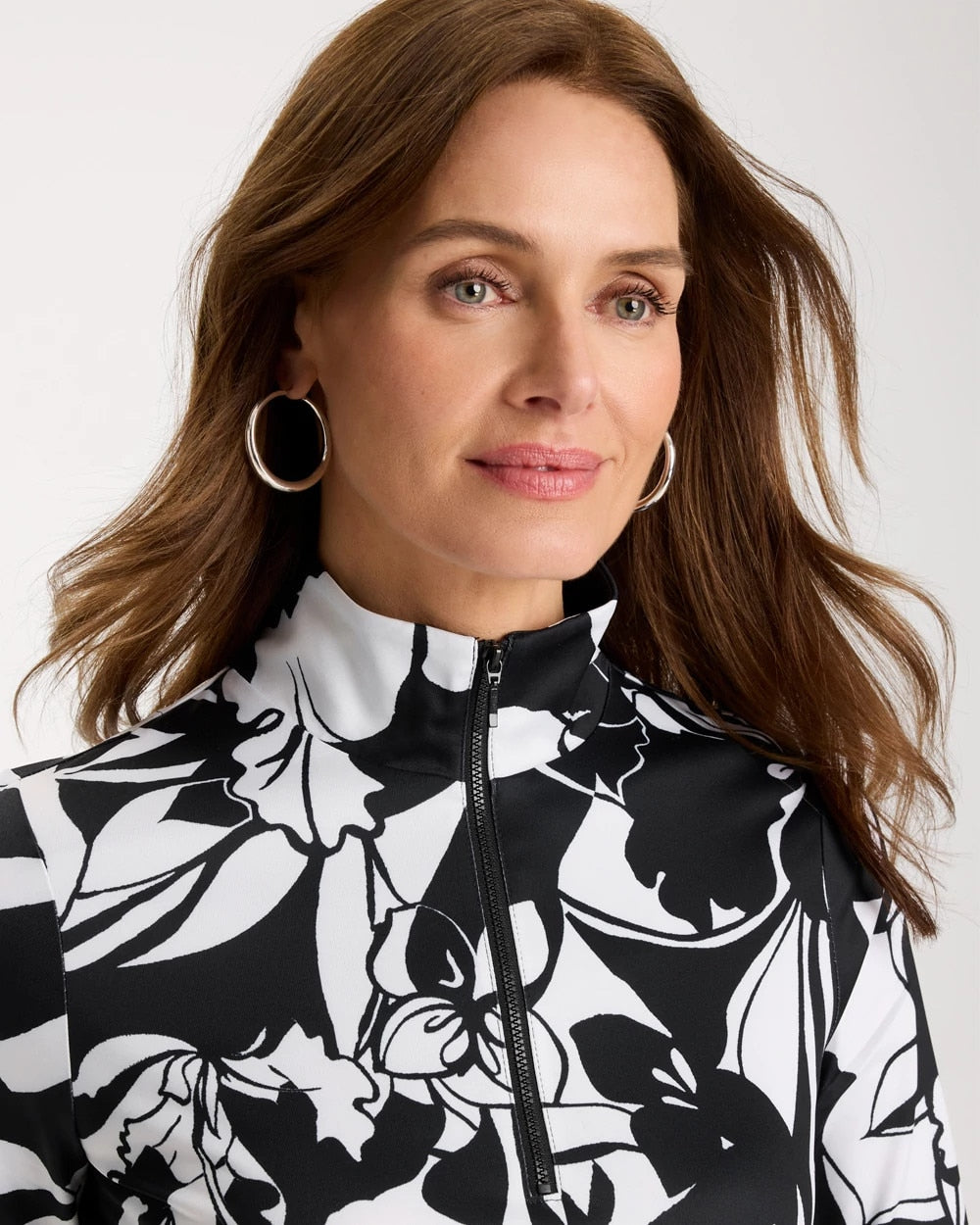 Chico's Essential | Zenergy® UPF Floral Nights Half Zip