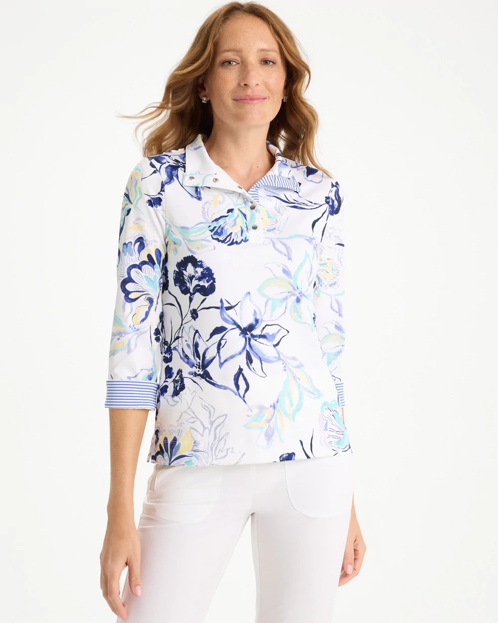 Chico's Trending | Zenergy® UPF Floral Snap Mockneck