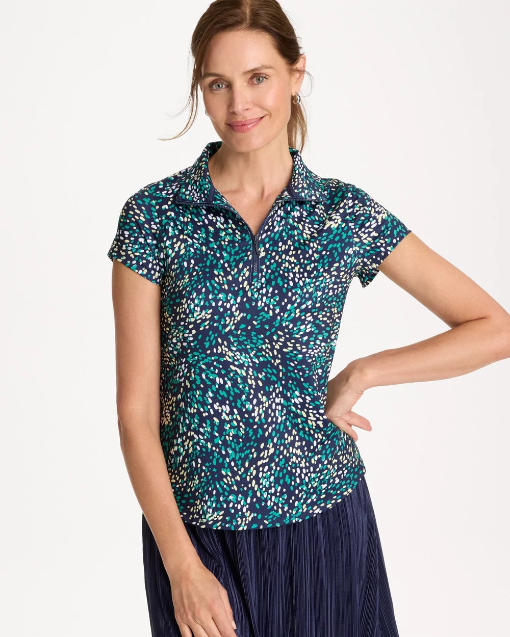 Chico's Popular | Zenergy® UPF Dots Half Zip Polo